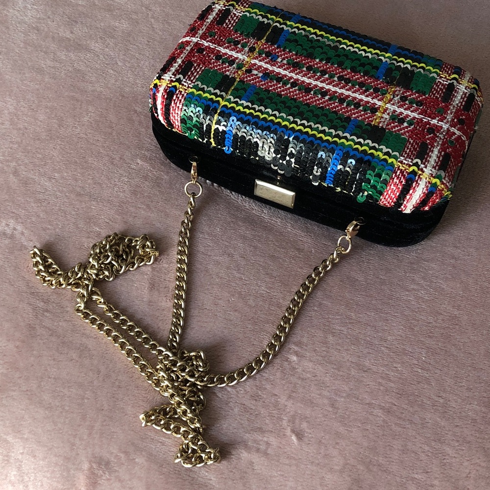 J.Crew Sequined Tartan Plaid Clutch - Picture 6 of 10